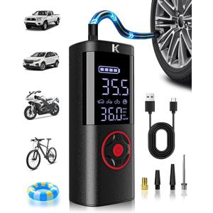 Tire Inflator Portable Air Compressor for Car 150 PSI Digital Cordless Air Compressor Pump with Pressure Gauge Cordless Auto Shutoff LED Light for Car Bicycle Motorcycle and Ball