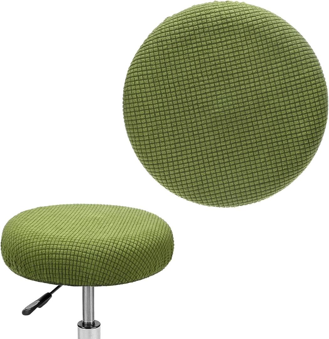1-Pack Bar Stool Covers Round, for 12-14 Inch Polyester Corn Grid Seat Covers with Elastic Bands for Bar Stool/Round Cushion [Yellow Green]