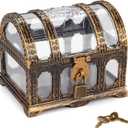 Pemalin Kids Transparent Antique Pirate Treasure Chest,Plastic Treasure Chest for Pirate Party