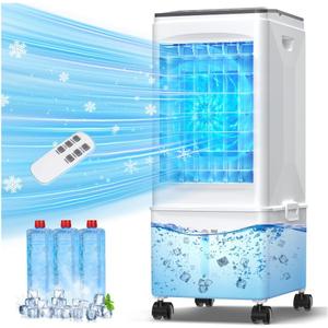 Portable Air Conditioners, 2.5 Gal Evaporative Cooling Fans that Blow Cold Air, 3 Speed Portable AC Unit, Quiet Swamp Cooler w/Timer & Remote, Windowless Air Conditioner for Bedroom Office Garage