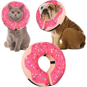 Inflatable Cone Collar for Large Medium Small Dogs, Soft Adjustable Recovery Collar for Dogs Cats,Dog Cone Neck Donut Alternative After Surgery(Pink,Small (SNeck 4"-7")