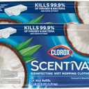 Clorox Scentiva Disinfecting Wet Mop Pad, Disposable Mop Heads, Coconut and Waterlily, 2 Packs, 24 Wet Refills Per Pack