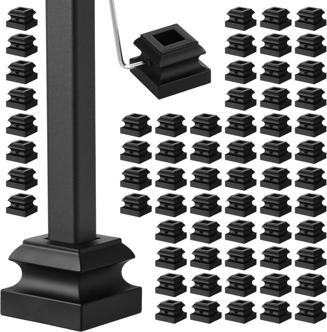 Dunzy 18 Pcs Iron Baluster Shoes Bulk Stair Flat Shoe with Screw Flat Square Baluster Shoe 1/2 Inch Stair for Staircase Scroll Basket Twist Knuckle Staircase Metal, Satin Black