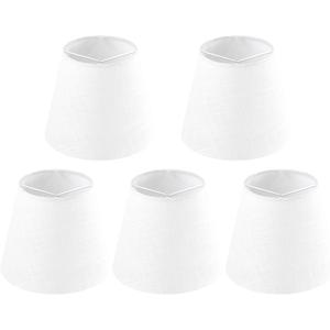 GO&SO Linen Small Lamp Shades for Chandelier, Clip on Lamp Shade Set of 5 White Lamp Shade, 4x6x5 IN Mini Lamp Shades, Modern Barrel Lamps Shades for Small Table Lamps, Desk Lamps, Pendant Lights
