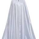 BPURB Witch Cloak Halloween Hooded Big Cape Queen King Robe Outfit Medieval Costume (White)