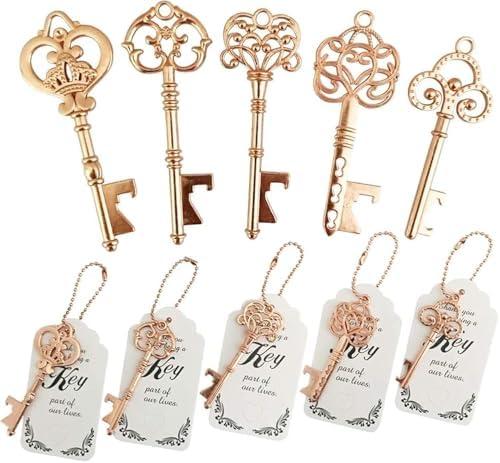 WODEGIFT 50 PCS Wedding Favors Key Bottle Openers,Bridal Shower Party Favors with Thank You Card Tag and Chains,Baby Shower Favors for Guests or Souvenirs for guests Bulk(Rose gold)