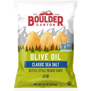 Boulder Canyon Olive Oil Kettle Chips, Classic Sea Salt, 6.5 oz, Pack of 4, 01/12/2026