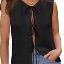 Yousify Womens Tie Front Sweater Vest 2025 Sleeveless Crochet Knit Summer Y2K Going Out Tops