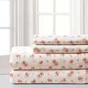 Modern Threads Silky Soft Microfiber and Wrinkle Free Sheets - Luxurious Microfiber Bed Sheets Includes Flat Sheet, Fitted Sheet with Deep Pockets, & Pillowcases Ivory, Full (17 Roses on Ivory)