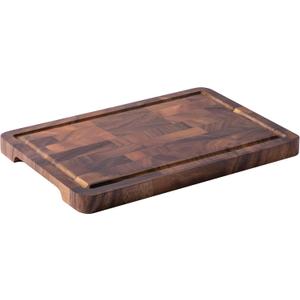 Walnut Cutting Board with Juice Tank, Double Sided End Grain Cutting Board, Suitable for Cutting Meat, Vegetables and Fruits, 14"*10"*0.78"