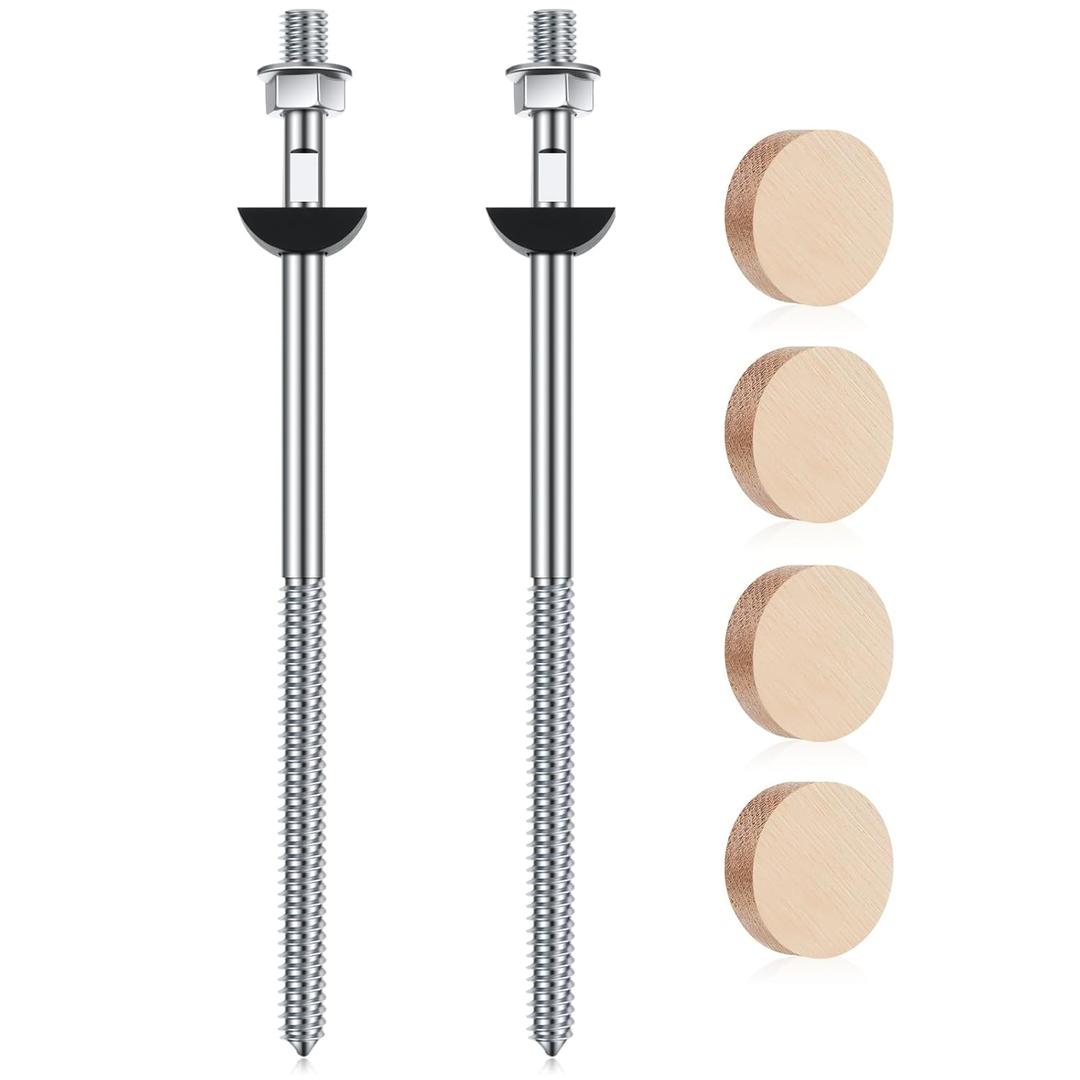 Shimeyao 2 Set Wood Newel Mounting Kit Newel Post Fastener Installation Kit for Residential and Commercial Installation, Anchors Post Directly to Wood or Concrete Floor