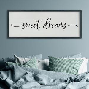 SRSZHIYUE Bedroom Above Bed Wall Decor Minimalist Sweet Dreams Sign 40''15'' Large Romantic Modern Farmhouse Plaque Master Bedroom Guest Room Couples Wall Hanging DecorationBlack