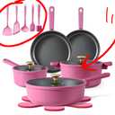 CAROTE Non Stick Pots and Pans Set, Cookware Sets Nonstick, Kitchen Cooking Set with Stay-Cool Handles,with Silicone Tools and Pot Protectors,17 Piece