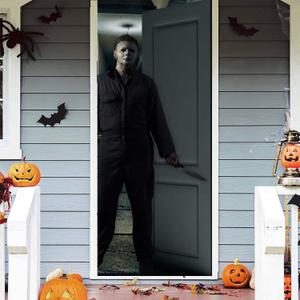 IMISHM Horror Movie Door Decorations Halloween Door Cover Halloween Decoration for Front Door Scary Door Banner for Halloween Indoor Outdoor Party Wall Door Decor
