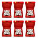 BENGALEN German Silver Diya Oil Lamp with Red Velvet Box Panchmukhi Dia Pooja Items Home Decoration Puja Gifts Handmade Diwali Gift Traditional Indian Dhanteras Deepawali Upahaar Pack of 6