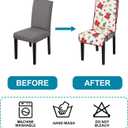H.VERSAILTEX Dining Chair Covers Christmas Decorations Chair Cover Water Resistant Chair Cover for Dining Room Set of 4 Parson Chair Slipcovers Washable Chair Protectors Covers,Red Poinsettia/Beige