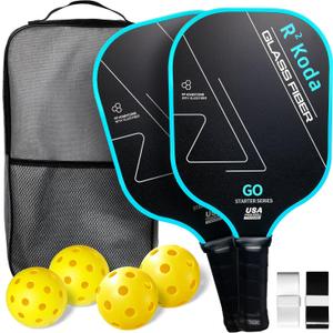 Upgraded Pickleball Paddles Set of 2 or Single Paddle – R² Koda USAPA Approved Fiberglass Surface / T700 Raw Carbon Fiber Pickleball Rackets Set for Men & Women