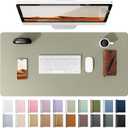 YSAGi Leather Desk Pad Protector, Office Desk Mat, Large Mouse Pad, Non-Slip PU Leather Desk Blotter, Laptop Desk Pad, Waterproof Desk Writing Pad for Office and Home (Olive Beige, 35.4" x 17")