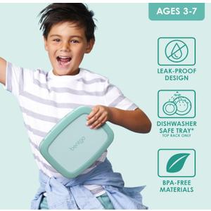 Bentgo Kids Bento-Style 5-Compartment Leak-Proof Lunch Box - Ideal Portion Sizes for Ages 3 to 7 - Durable, Drop-Proof, Dishwasher Safe, PFAS & BPA-Free & Made with Food-Safe Materials (Green)