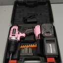 GardenJoy 20v Cordless Drill Set, Power Electric Kit 2 Batteries With Charger 30Nm 2-Speed 3/8" Keyless Chuck 24+1 Torque Drill Driver screwdriver Bits with LED Electric Work Light for Women DIY