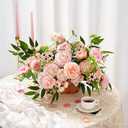 Serwalin Artificial Flowers Pink Flowers Fake Silk Flowers Wedding Cake Flowers for Wedding Bouquets Table Centerpieces Spring Decor Party Baby Shower Decoration (1 Box)