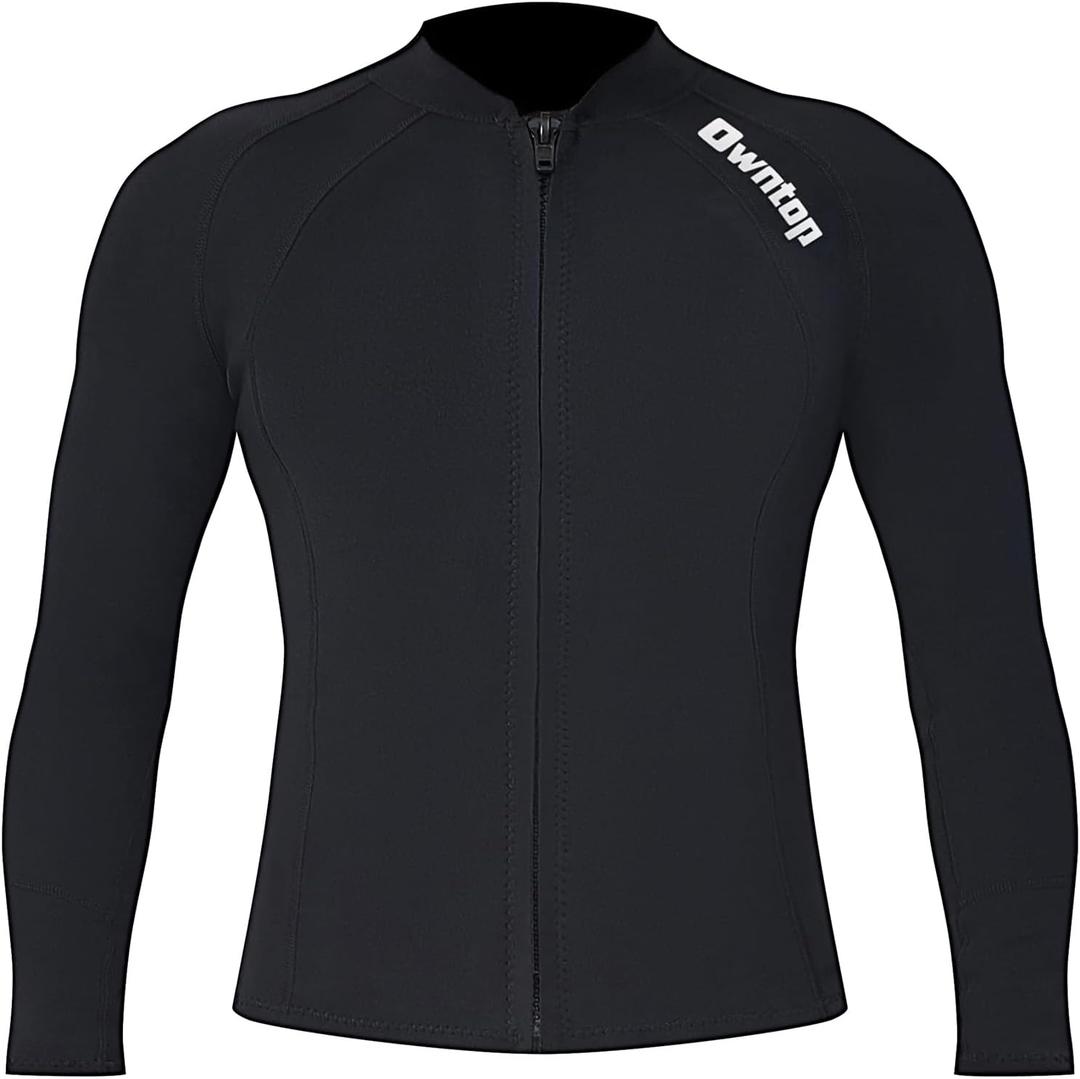 Owntop Wetsuit Tops | Women & Men | 2MM Neoprene Long Sleeve | Flexible & Comfort | YKK Front Zip | Surfing Diving Swimming - All Watersports (Large)