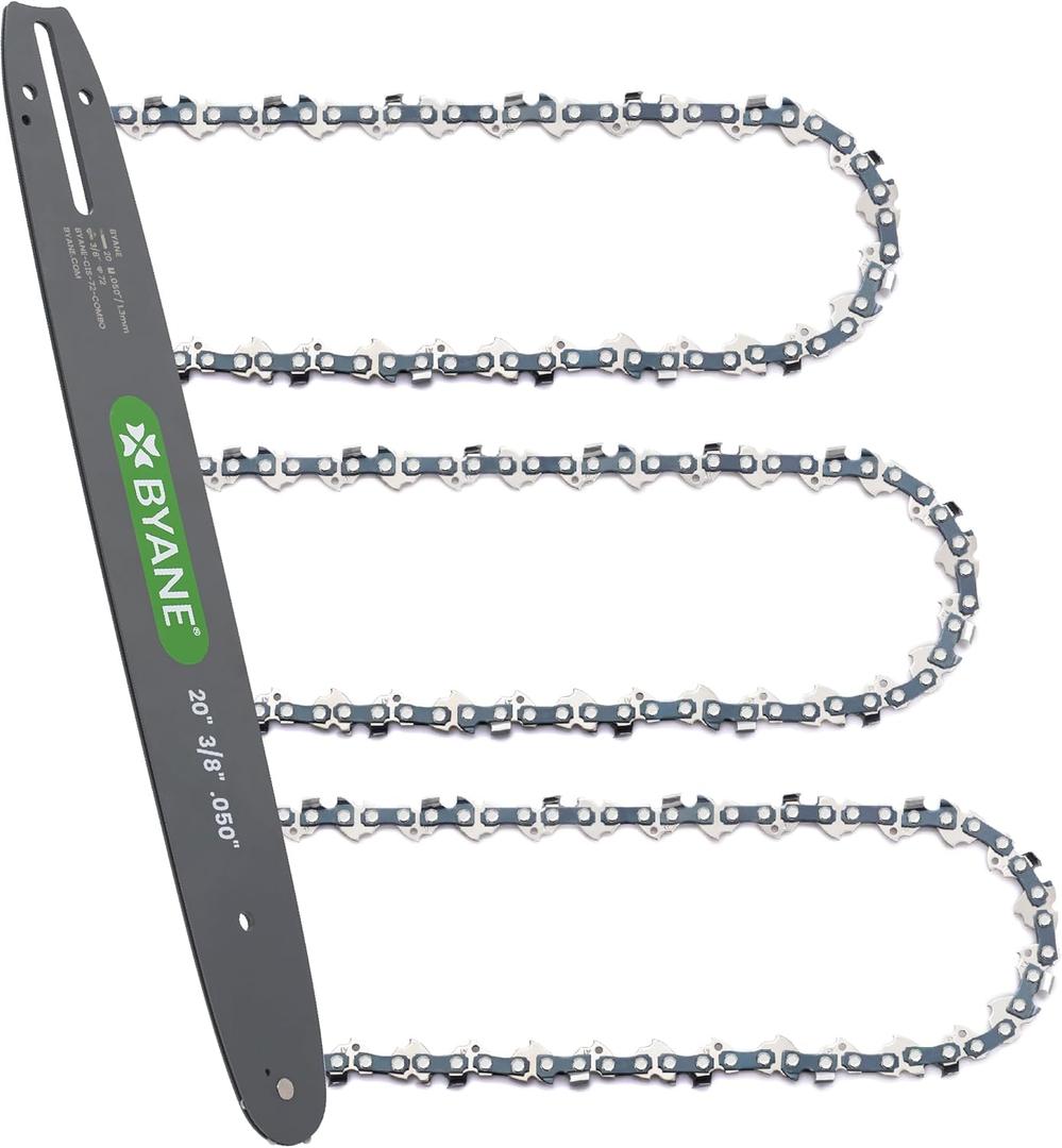 20 Inch Chainsaw Bar and Chain Combo for Husqvarna, 3/8" Pitch, 050" Gauge, 72 Drive Links Fits Husqvarna 455, 455 Rancher 460 Rancher 570, Poulan PP5020AV PR5020 and More(3 chains + 1 bar)