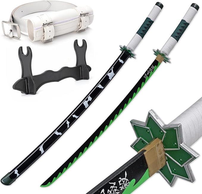 Zisu Anime Sanemi Sword, About 41 inches, Hashira Pillars & Protagonist Sword, Anime Original Texture (Green-Sanemi)