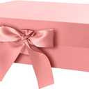 GREEN BEAN Large Gift Box with Lid for Presents 13x9.7x3.4 Inches, Gift Box Rose Gold Magnetic with Ribbon, Bridesmaid Proposal Box Luxury (Glossy Rose Gold)