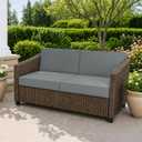 Outdoor Furniture Cushions 25.6x25.6 Inch, Deep Seat Patio Couch Cushions Replacement for Sectional Conversation Set Sofa Loveseat, Water Resistant, Removable Cover, Set of 2, Dark Grey, 25.6"x25.6"-13.5" Low Back-2 Pack