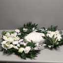 Wedding Arch Flowers, Artificial Flowers for Decoration, 2pcs Flower Swag and 1 pcs Semi-Sheer Chiffon Table Runner Swag for Beautiful Dream Wedding Ceremony Floral Decor - Pack of 3 (Pure White & Ivory White)