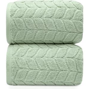 Alusa Home Ultra Soft & Stylish 700 GSM Luxury Bath Sheets | Pack of 2 | Extra Large 35x70 Inches | 100% ZeroTwist, LongStaple Cotton | Remarkably Absorbent (Eucalyptus Green)