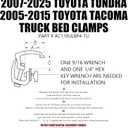 Set of 4 Truck Bed Clamps for Truck Topper/Cap/Camper Shell Compatible with Toyota Tundra 2007-2025 & Tacoma 2005-2015 Bed Rail System