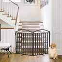 Malier Metal Freestanding Dog Gates, 32'' Height Outdoor Indoor Dog Fences, 48'' Extra Wide Pet Gate, Foldable Puppy Free Standind Tall Pet Gate for Stairs, Hallways, Doorways, Yard (Black 2 Panels)