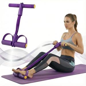 Pedal Resistance Band with Handle, 6-Tube Foot Pedal & Ankle Puller Exercise Band for Full Body Workout, Multifunction Home Gym Equipment for Arms, Legs, Abdomen, Waist Training (Purple)
