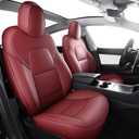 Chezope Full Set Leather Seat Covers for Tesla Model 3 2017-2023, Waterproof Car Seat Protector for All-Season Protection Durability (Model 3 Red,2017-2023)