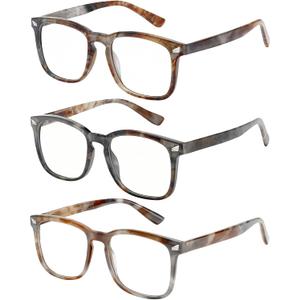 2 x Blue Light Glasses for Woman Men, 99% Blocking Square Frame 3 Pairs
