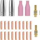 Mig 28-Pack MB15 15AK welding Gun Accessory Kit ;Welding contact Tips 0.035" 0.9mm,Ceramic Nozzles Welding Nozzle/Contact Tip Holder Fit MIG Welding Torch, (0.035" Accessory Kit)