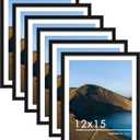 PEALSN 12x15 Picture Frames Set of 6, Display Pictures 11x14 with Mat or 12x15 without Mat for Wall Mounting, Photo Frames Collage for Wall Decor, Black.