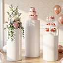 Cylinder Stands for Party 3Pcs, White Round Cylinder Pedestal Stand for Wedding Parties Decor Backdrop, PVC Cake Pedestal Stand for Party Hosts Wedding Planners, 35.4''(L),29.5''(M),23.6''(S)