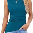 GRACE KARIN Women's Tank Tops 2025 Summer Tops Ruched Boat Neck Sleeveless Blouses Asymmetrical Going Out Top 2XL