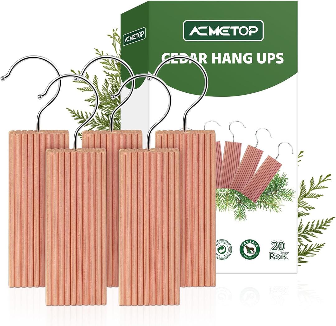ACMETOP 20 Pack Cedar Hang Ups,100% Natural Rectangular Cedar Blocks for Clothes Storage