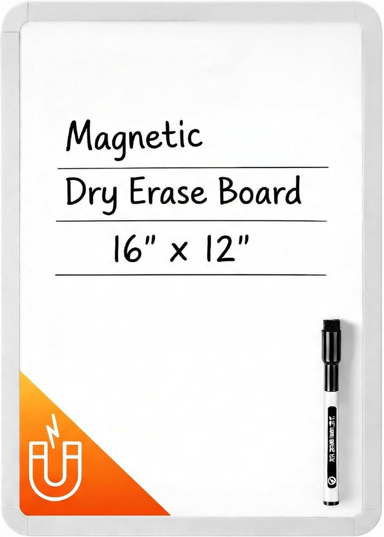 Mr. Pen- Dry Erase Board, 12 x 16 with a Black Dry Erase Marker, White Frame, White Board for Students