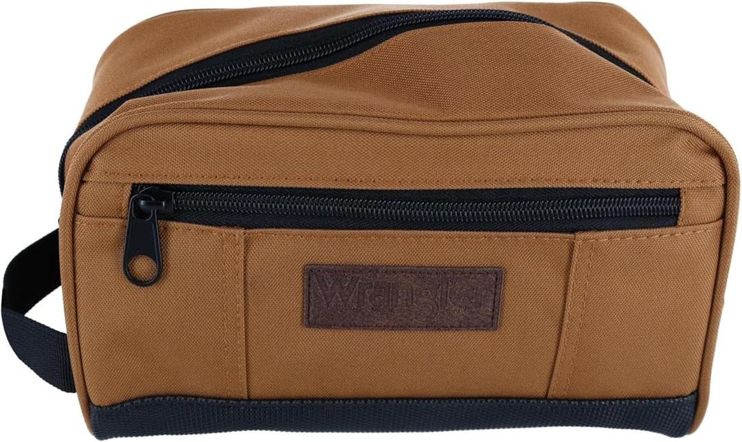 Wrangler Toiletry Bag for Men, Travel Shaving Dopp Kit, Oxford Fabric Tech Kit Bathroom Organizer, Gifts for Men