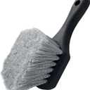 Wheel & Tire Brush for Car Rim, Soft Bristle Car Wash Brush, Cleans Tires & Releases Dirt and Road Grime, Short Handle for Easy Scrubbing Black