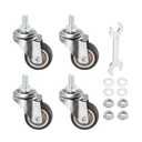 PATIKIL 1.5 Inch Stem Casters, 4 Pack Low Profile TPR Threaded Swivel Caster Wheel 360 Degree Rotation M8 x 15mm Total Load 165 Lbs for Rolling Cart Dolly Furniture Replacement, Brown