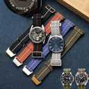 Elastic Nylon Watch Band French Troops Paratrooper Military Parachute Style 18mm 20mm 22mm Hook-and-Loop Premium Striped Fabric Nylon Replacement Watch Strap for Men Women (Rainbow Color(Black Buckle))