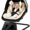 Pamo Babe Portable Baby Swing - Electric Baby Rocker with Cry Detection, 5 Swing Speeds, Bluetooth & Remote Control, Adjustable Backrest, Indoor & Outdoor Swing Chair for Newborn Babies - Black