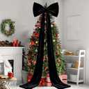 118 x 31 Inch Giant Christmas Tree Topper Bow Extra Large Velvet Bow for Christmas Decoration Huge Xmas Tree Bows with Streamers for Home Holiday Birthday Wedding Party Decor Supplies (Black)