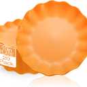 LIYH 20 Pcs 10 Inch Orange Plastic Scalloped Plates Reusable - Unbreakable Dinner Plates-Dishwasher Safe, Perfect for Halloween & Thanksgiving Party BPA Free